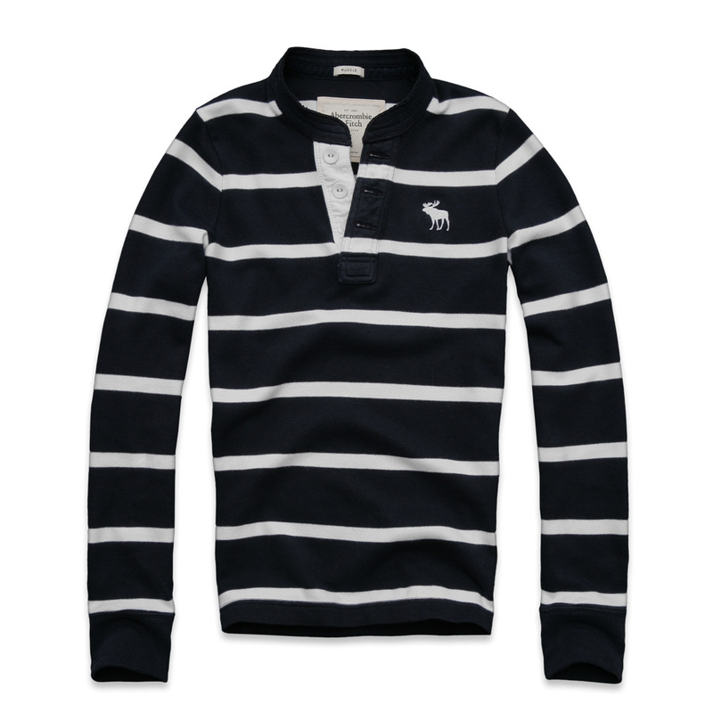 Abercrombie Fitch Hombres Ponte de pie de cuello Largo Remera AF6179